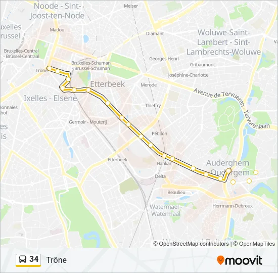 34 Bus Line Map