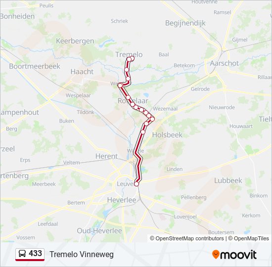 Plan de la ligne 433 de bus