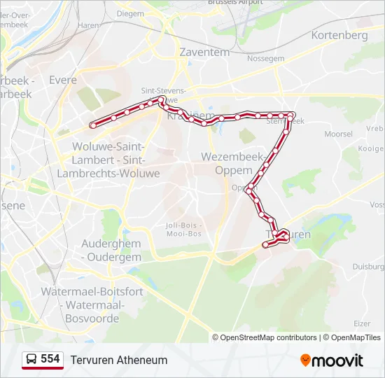 554 Bus Line Map