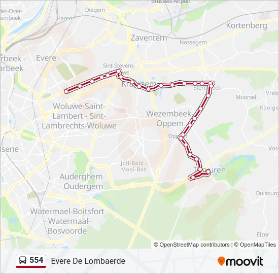 554 Bus Line Map