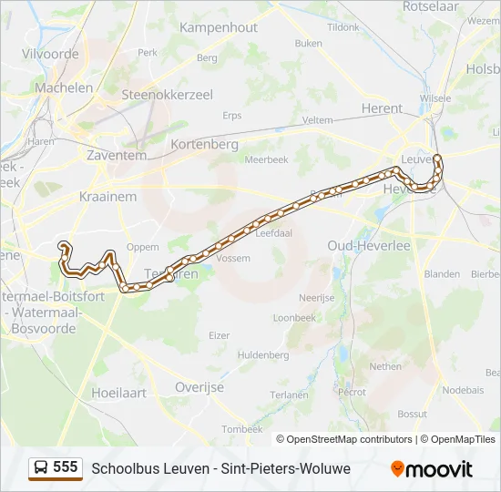 555 Bus Line Map
