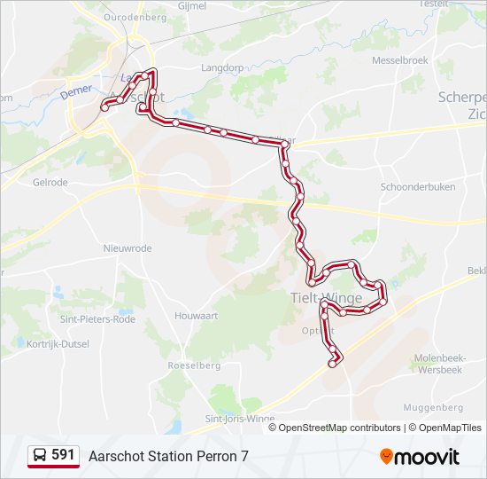 Plan de la ligne 591 de bus