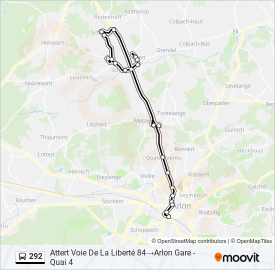 Plan de la ligne 292 de bus