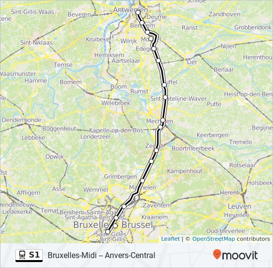 S1 Route Schedules Stops Maps Antwerpen Centraal Anvers Central Brussel Zuid Bruxelles Midi