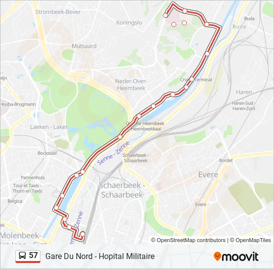57 Bus Line Map