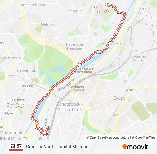 57 Bus Line Map