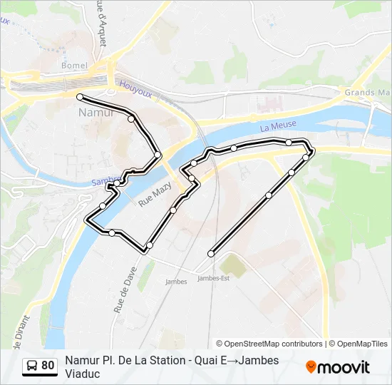80 Bus Line Map