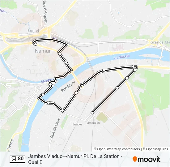80 Bus Line Map