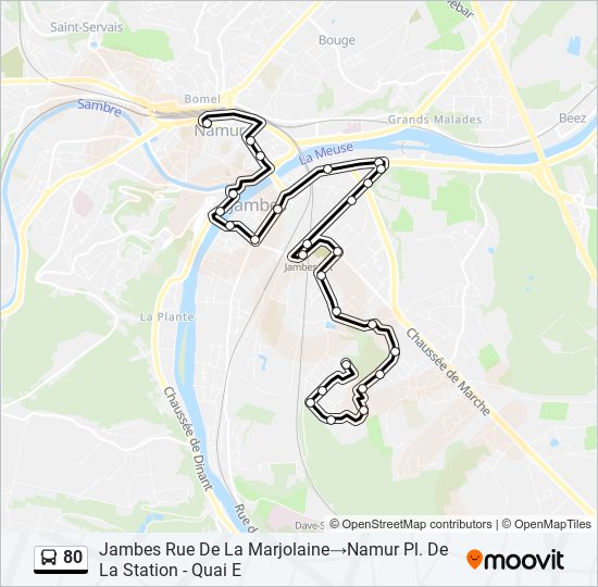 Plan de la ligne 80 de bus