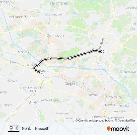 Plan de la ligne IC de train