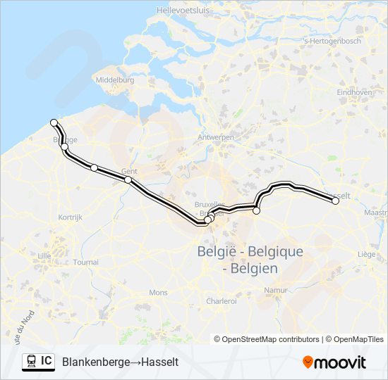 Plan de la ligne IC de train