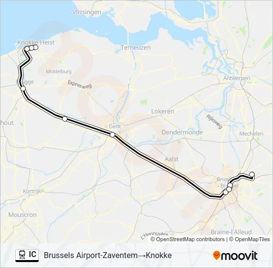 Trein IC lijnkaart