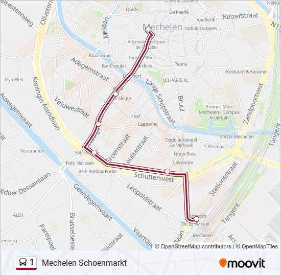 Accumulatie nietig stapel 1 Route: dienstregelingen, haltes en kaarten - Mechelen Schoenmarkt  (Bijgewerkt)