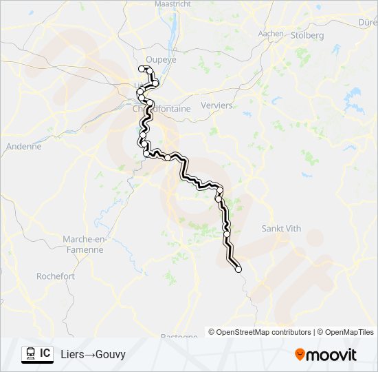 Plan de la ligne IC de train