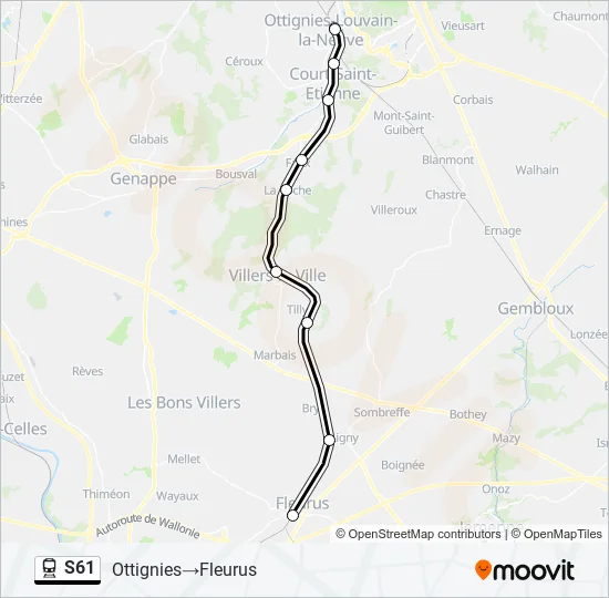 S61 Trein Line Map