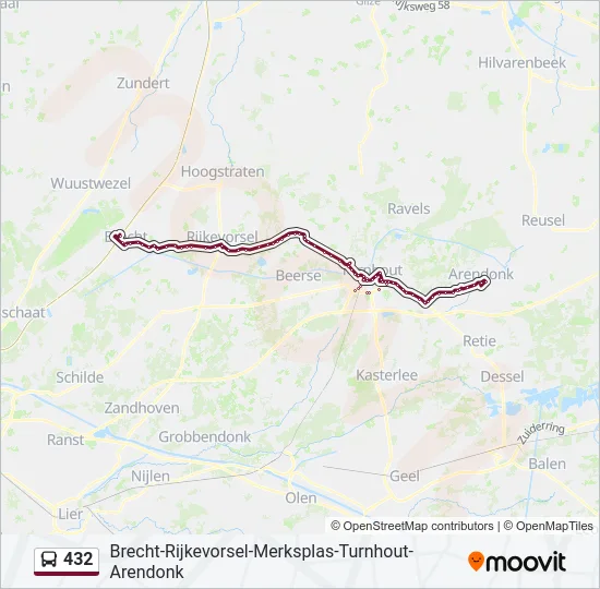 432 Bus Line Map