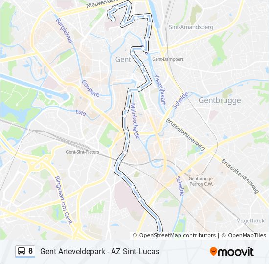 Hoes menigte Mijnenveld 8 Route: dienstregelingen, haltes en kaarten - Gent Arteveldepark Perron 1