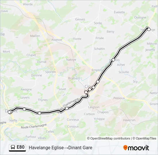 E80 Bus Line Map