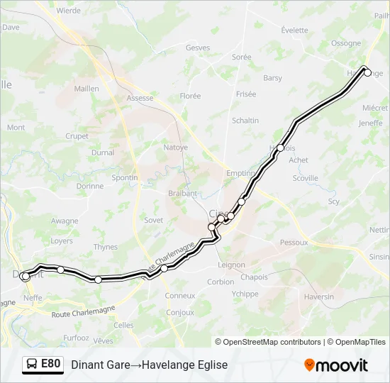 E80 Bus Line Map