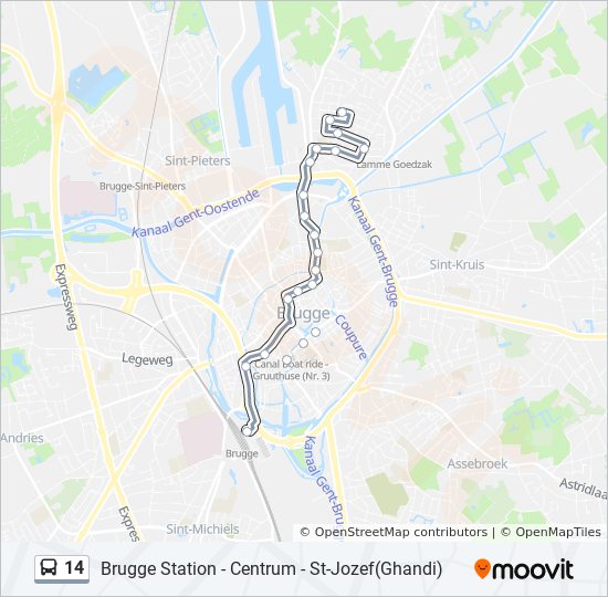14 Route: Schedules, Stops & Maps Brugge Ghandi (Updated)