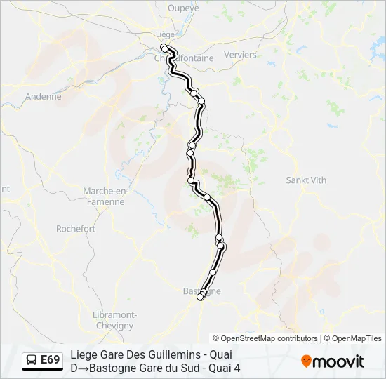 E69 Bus Line Map