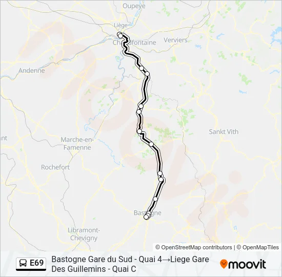 E69 Bus Line Map