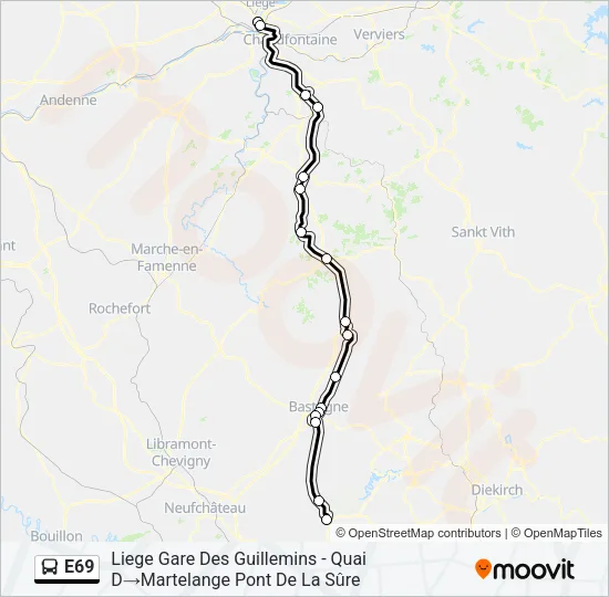 E69 Bus Line Map