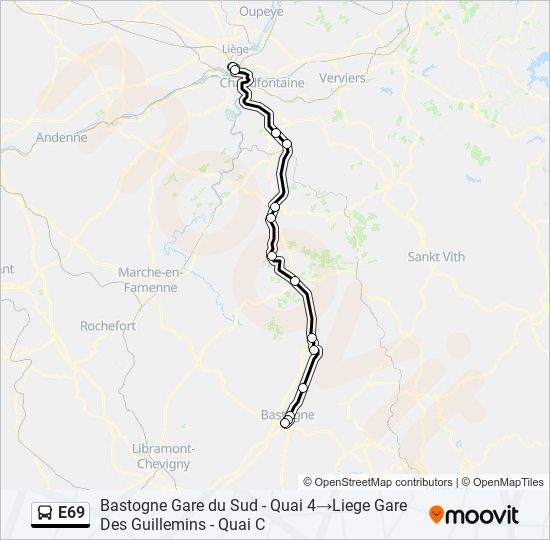 E69 bus Line Map