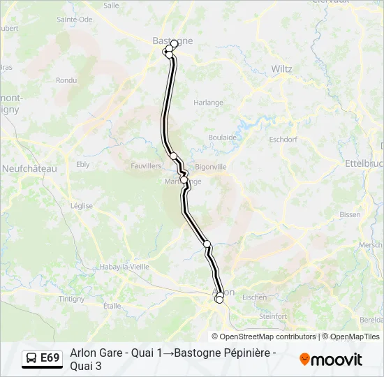 E69 Bus Line Map