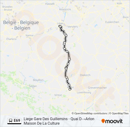 E69 Bus Line Map
