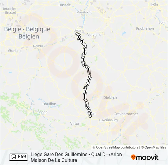E69 Bus Line Map