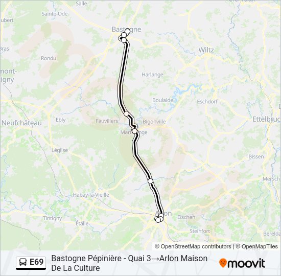 E69 Bus Line Map