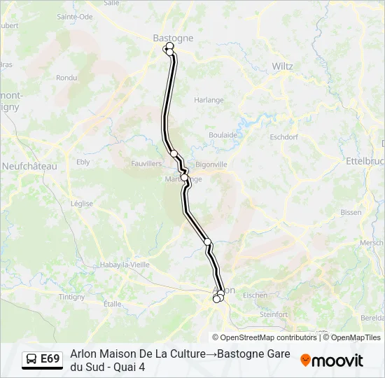 E69 Bus Line Map
