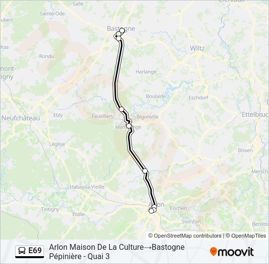 E69 Bus Line Map