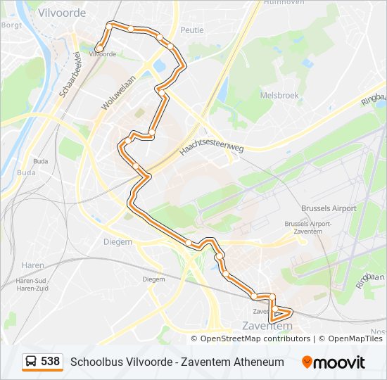 Plan de la ligne 538 de bus