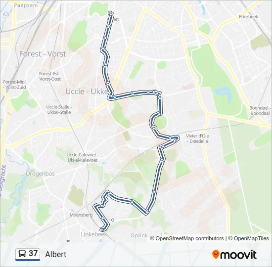 Bus 37 lijnkaart