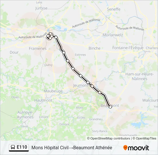 E110 Bus Line Map