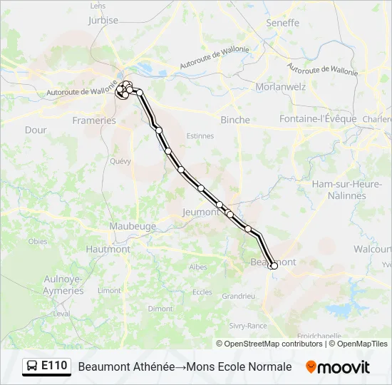 E110 Bus Line Map