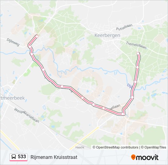 Plan de la ligne 533 de bus