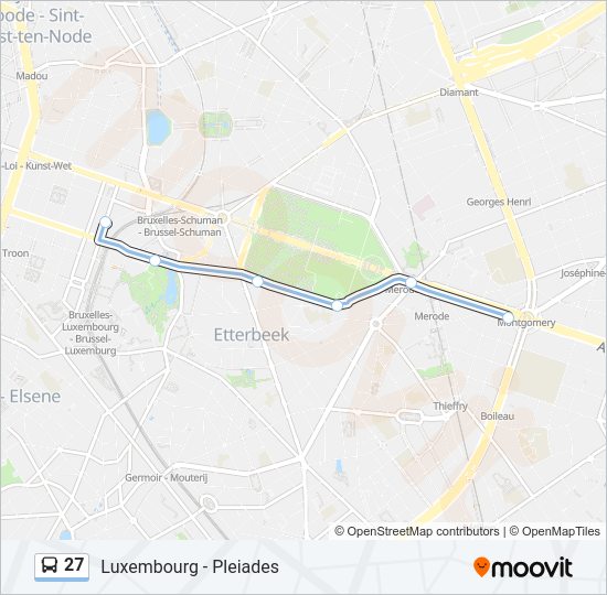 Plan de la ligne 27 de bus