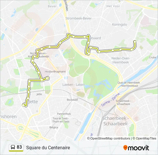 Bus 83 lijnkaart