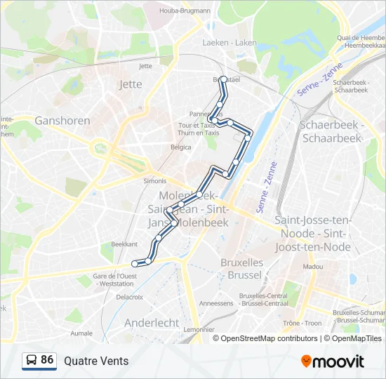 86 Bus Line Map
