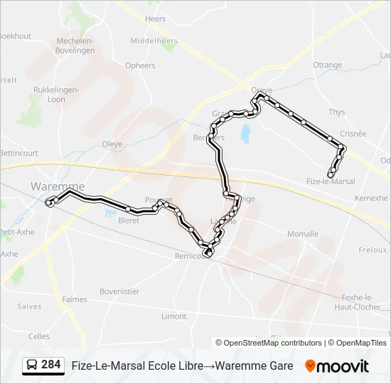 284 Bus Line Map