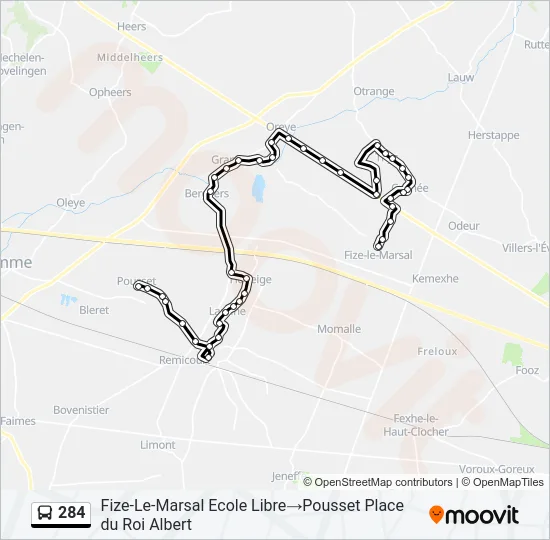 284 Bus Line Map