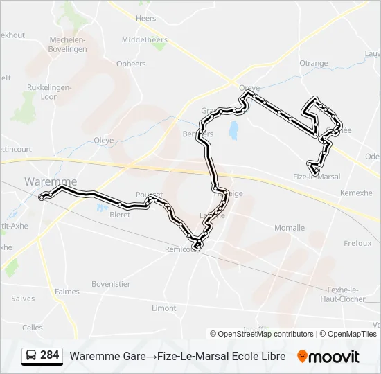 284 Bus Line Map