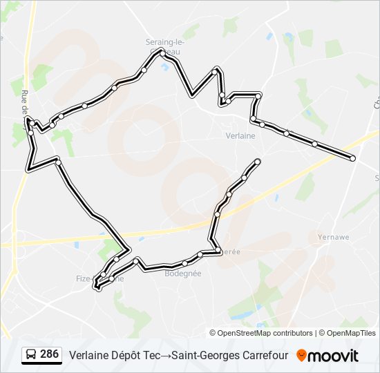 286 bus Line Map