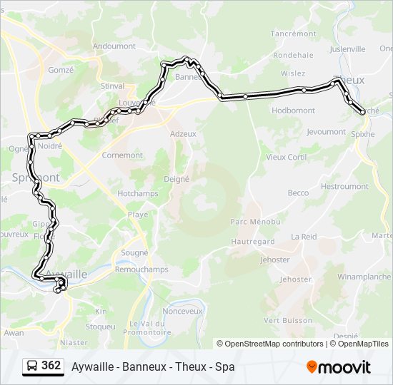 Plan de la ligne 362 de bus