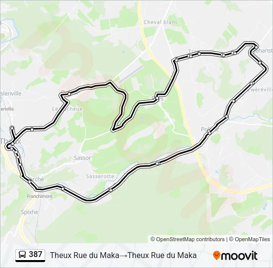 387 Bus Line Map