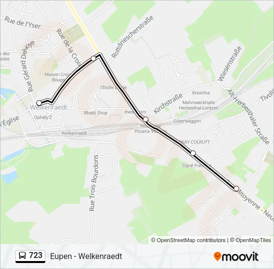 Bus 723 lijnkaart