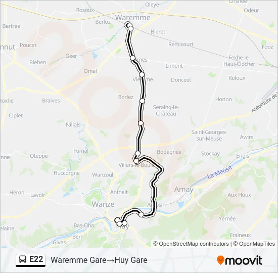 E22 Bus Line Map